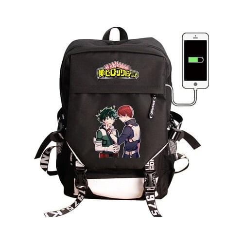 My Boku No Hero Academia Cosplay Backpack Cartoon School Shoulder Bags Travel Laptop USB Charging Bag Rucksack