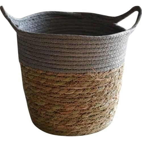 Foldable Natural Straw Woven Flower Pot Woven Basket Flower Plant Home Decor Garden Storage Accessories