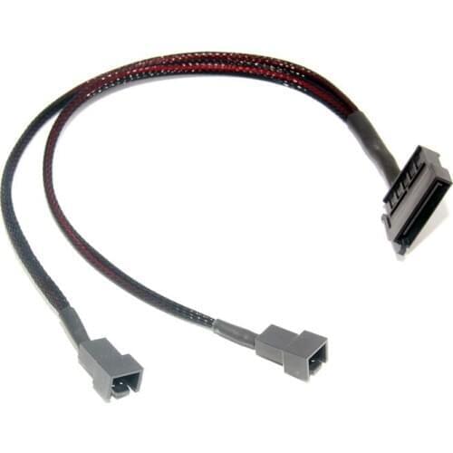 New Style FAN Connector Cable 30CM Sata To Dual 2 Port 3Pin Fan Cooler Cooling Splitter Computer Power cable With Braid Mesh