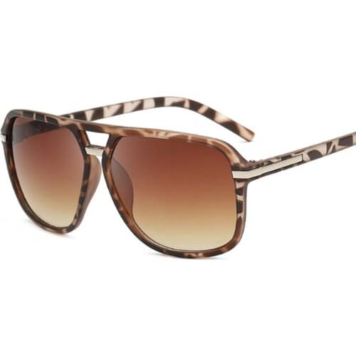Leopard Square Sunglasses Women Big Frame Sun Glasses Brand Designer Male Female Eyewear Gradient Mirror Oversized Oculos De Sol