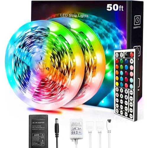 5050 RGB Infrared Remote Control Color Changing 50ft Led Strip Lights