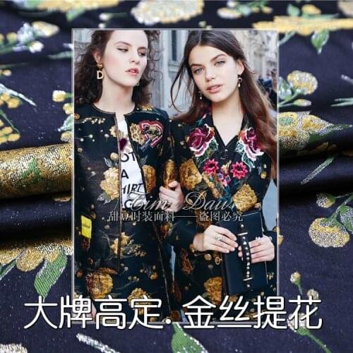 2018 new high-end custom silver wire yarn-dyed jacquard fabric black dress jacket jacket cloth brand fashion cloth