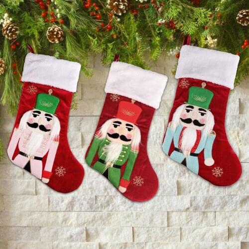 Nutcracker Christmas Stocking Christmas Hanging Socks New Year 2021 Gift Bag Navidad Tree Decoration Fireplace Decor For Home