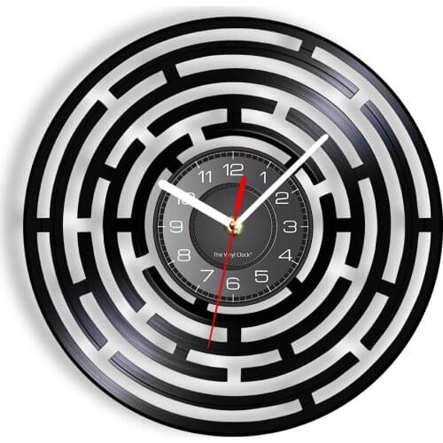 Magic Maze Art Black Vinyl LP Record Wall Clock Labyrinth Meditation Abstact Home Decor Abyrinth Cut Out Album Mural Watches