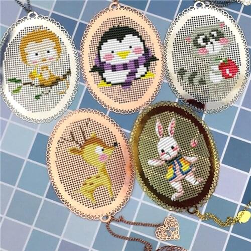 Xx Cute Animals Craft Stich Cross Stitch Bookmark Metal Silver Golden Needlework Embroidery Crafts Counted Cross-Stitching Kit