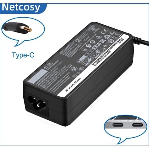 Netcosy 20V 3.25A USB-C AC Adapter Laptop Charger For Lenovo ThinkPad T490S T495S T590 X390 X395 X380 Type-C 65W Carregador