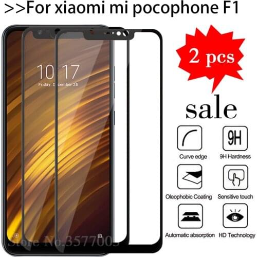 2pcs/lot Tempered Glass For Xiaomi Pocophone F1 Screen Protector Xiomi Poco x3 Pocofone F1 Mi Phone F 1 Pocof1 Protective Film