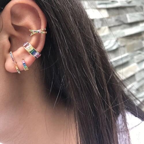 2021 Genuine 925 Sterling Silver Bar Long Stud Earring With Color Zirconia Earring For Women Wedding Cuff Earing Fashion Jewelry