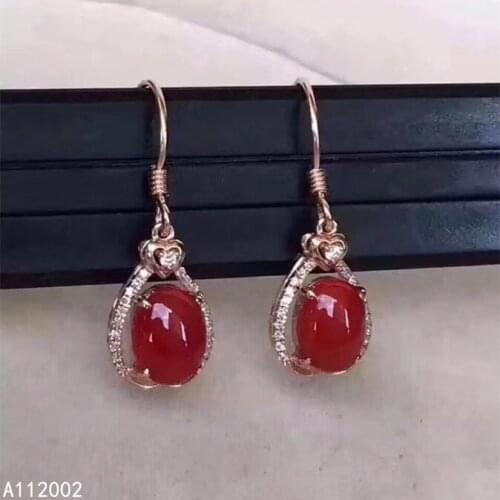 KJJEAXCMY fine jewelry natural red coral 925 sterling silver women earrings support test noble