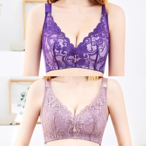 Plus Size Lace Sexy Bras For Women C D E Cup Bra Big Bust 46 Bralette Push Up Brassiere Bra Vest Wire Free