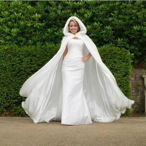 Winter Bridal Cape Faux Fur Wedding Cloaks Hooded Perfect For Winter Wedding Bridal Cloaks Abaya