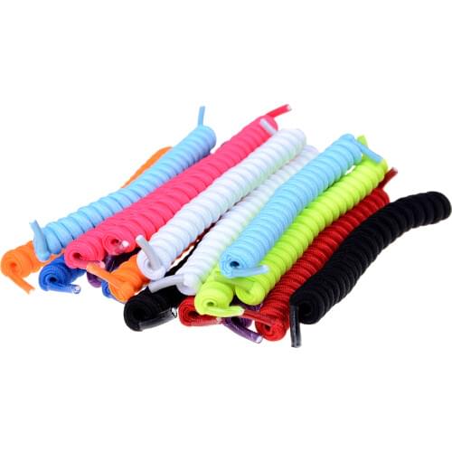 1Pair Curly Elastic Shoelaces No Tie Trainer Kids Shoe Laces Colours for Childs and Adults Best in Sports Flat Shoelace Hot Sale