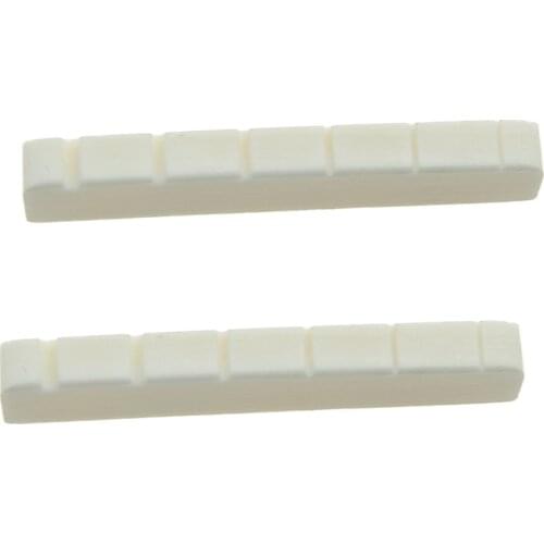 2 Pcs 6 String Electric Bone Nut Cattle Bone Slotted Replacement (43 X 6mm ,Unbleached)