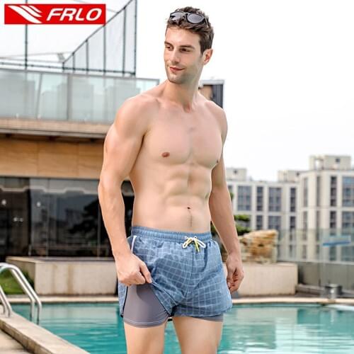 2021 Summer Swimming Trunks Men Double Breathable Swimwear Quick Dry Beach Short Surffing Boxer Swimsuits Bathing Suit Underwear