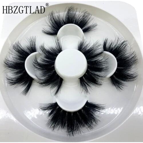 2020 New 25mm 3D Faux Mink Hair Cross False Eyelashes 3 Pairs Long Eye Lashes Handmade Thick Makeup Beauty Extension Tools