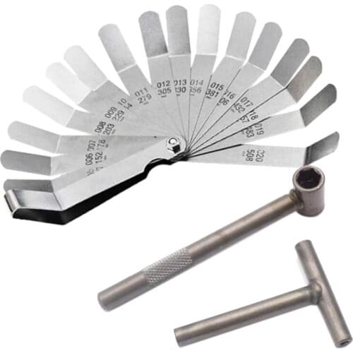 3 Pcs Engine Valve Screw Adjusting Spanner Tool Valve Clearance Adjustment Tools + Feeler Gauge 0.005 - 0.020 Inch