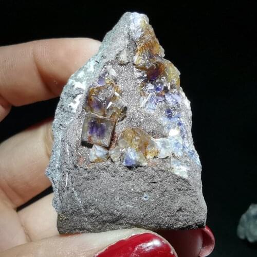 32gNatural rare window purple fluorite mineral specimen healing energy CRYSTAL QUARTZ GEM home decoration stone Teaching