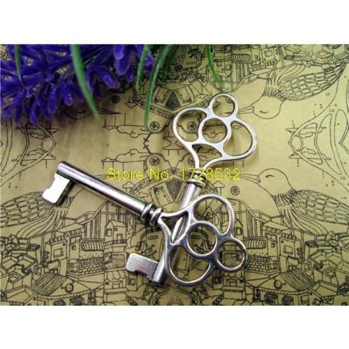 5pcs--Key charms,AntiqueTibetan silver Lovely Filigree key Charm Pendant 57x25mm