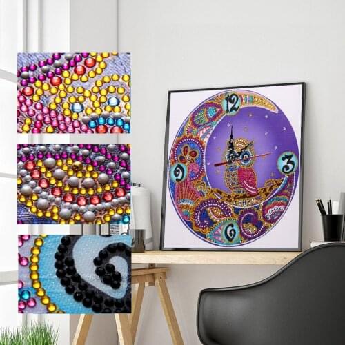 5D DIY Diamond Painting Color Clock Diamond Mosaic Embroidery Cross Stitch Special Shaped Drill Wall Sticker Handmade Paintin