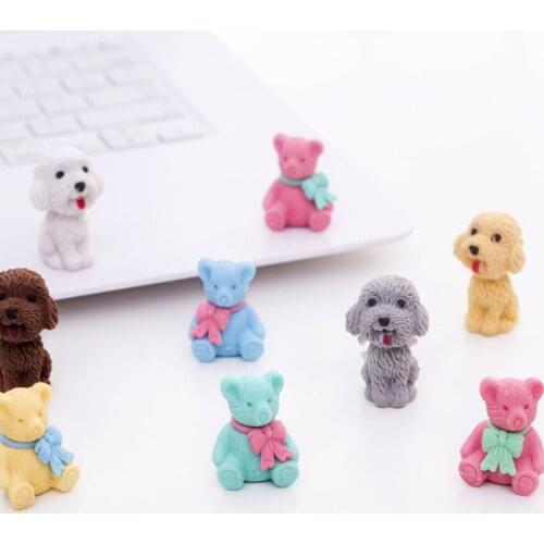 Free shipping 10sets Creative Teddy Dog Teddy Bear Rubber Set Novelty Kids Student Stationery Best Gift Erasers
