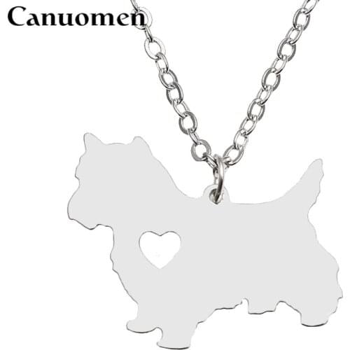 Canuomen Norwich Terrier Pendant with Love Heart Stainless Steel Animals Necklaces Pet Dogs for Men and Women Charm Jewelry