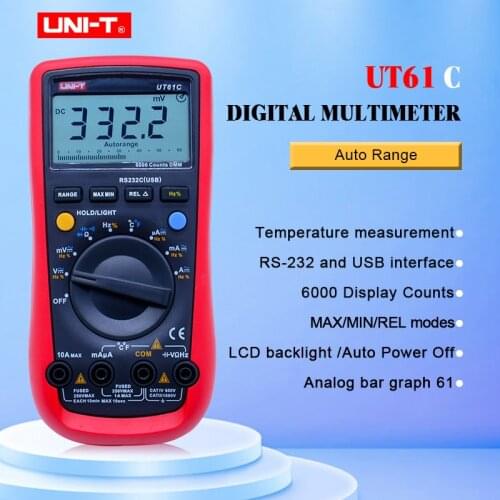 Digital Multimeter UNI-T UT61C High Reliability Modern Digital Multimeters AC DC Meter CD Backlight & Data Hold Multitester