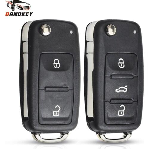 Dandkey 2/3 Buttons Flip Car Blank Remote Key Case Shell For Volkswagen VW Jetta Golf Passat B5 Beetle Polo Bora Uncut Blade Key