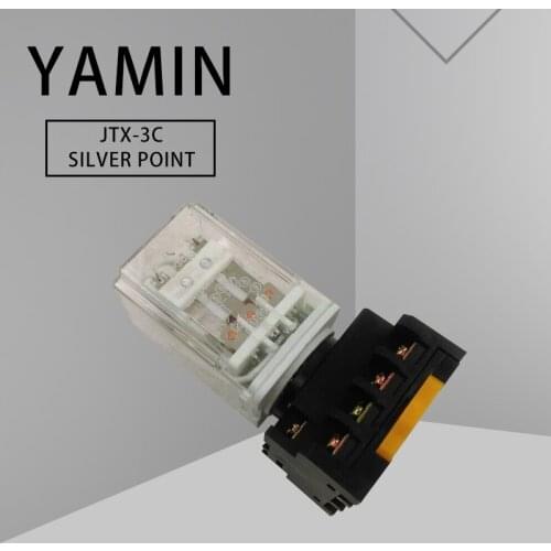 JTX-3C Relay Set With Base Small-sized General Purpose Relay Electromagnetism AC220V DC24V
