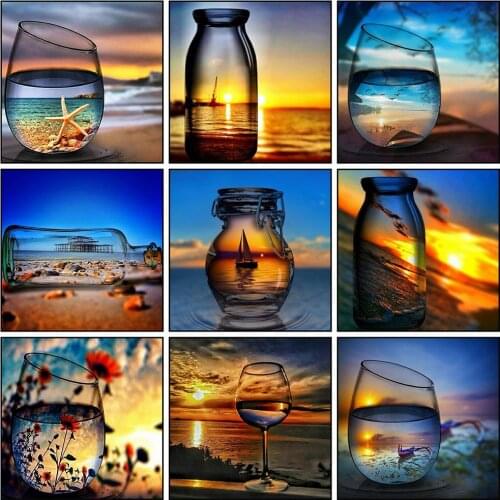 Evershine 5D DIY Diamond Painting Landscape Full Square Diamond Embroidery Bottle Mosaic Rhinestone Pictures Crafts Home Decor