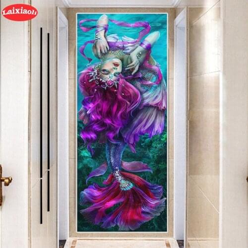 5D DIY Diamond Embroidery Fantasy art, mermaid in the sea Full Kits Needlework Diamond Painting Cross Stitch Decor For Home
