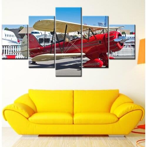 Canvas Painting The read airplane ready flying 5 Pieces Wall Art Painting Modular Wallpapers Poster Print living room Home Decor