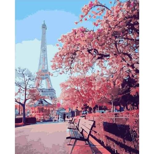 Stad Landschap Diy Schilderij Van Nummers Moderne Wall Art Canvas Schilderij Eiffel Tower Home Decoratie Voor Unieke Gift