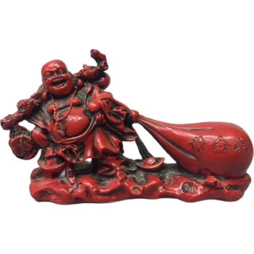 China old Beijing old goods Red coral carving Character Maitreya Buddha
