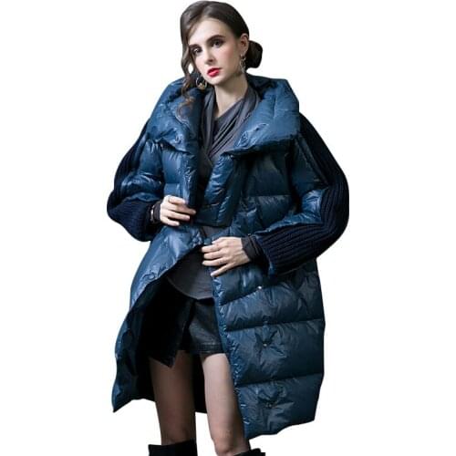 2021 winter new white duck down jacket thickened Oversize loose large hooded down jacket womens X-long Down Outerwear Parka