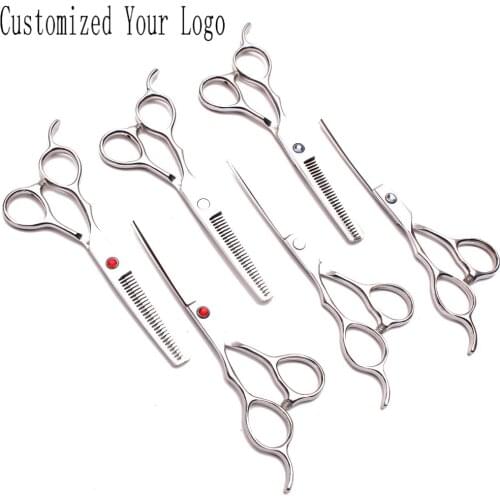 Left-Hand 5.5" 6" 7" Japan Stainless Customized Logo Dogs Grooming Scissors Straight Scissors Thinning Shears Pet Scissors C8000
