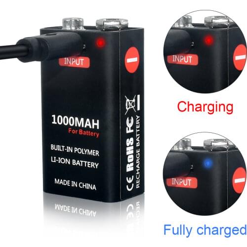 USB 9 Volt li-ion Rechargeable Battery 6F22 9V Li ion Lithium Battery for RC Helicopter Model Microphone Smoke metal detector