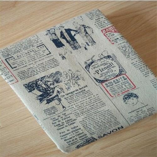 English newspaper printed linen cotton fabric