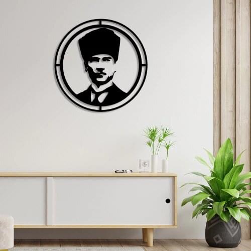 Mustafa Kemal Ataturk Painting Portrait Wall Home Accessory Wooden Table 50x50cm