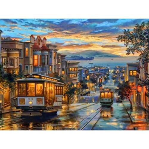 Boat beach bus community Diamond painting Kits Cross Stitch Rhinestone Mosaic Painting Hanging picture