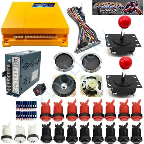DIY kit Pandora box cx 2800 in 1 arcade game cabinet machine with jamma board kit with Happ joystick button power supply speaker