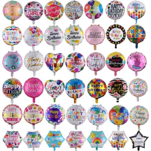 10pcs 18inch Happy Birthday Round Foil Balloons Inflatable Helium Balloon Mylar Balls kids Party Decoration Toys Globos