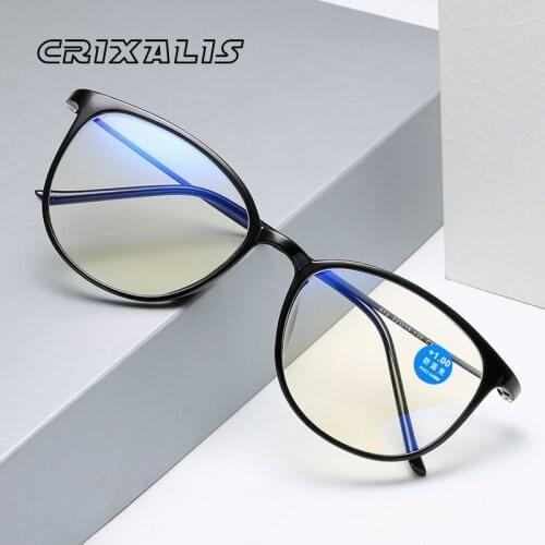 CRIXALIS Fashion Round Computer Reading Glasses Women Anti Fatigue Mens Blue Light Blocking Glasses For Sight Optical Eyewear