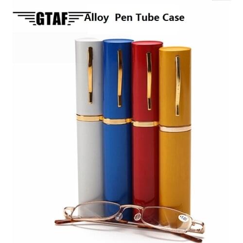 Portable Presbyopic Glasses Unisex Reading Glasses with Pen Tube Case Metal Case Spring Hinge Eyeglasses Gafas +1 To +4
