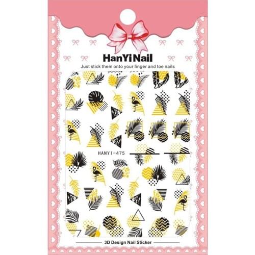 10pcs new hot style black gold leaf transfer adhesive nail decals decorative accessories nail stickers HANYI472-482