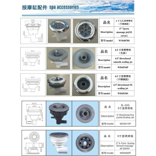 4.5 inch and 4" swivel rotal hot tub jet, both plastic and stainless steel spa jet, 4.5" rotall jets