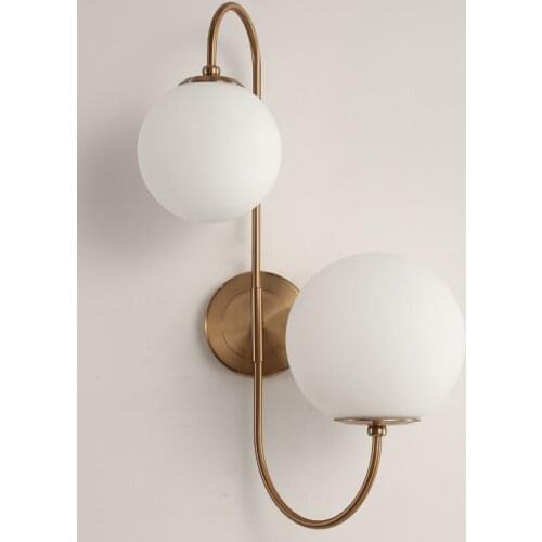 Modern nordic Glass Meta black/gold ball Retro Vintage Wall lamp E27 Loft for cafe bedroom foyer