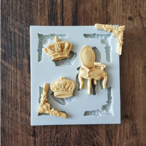 Chair/Crown Fondant Cake Silicone Mold Cookie Ice Cream Molds Biscuits Candy Chocolate Mould Baking Cake Decoration Tools Aouke