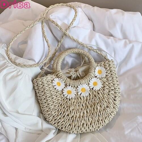 Driga Women 2021 Fashion One-shoulder Messenger Woven Handbags New Straw Woven Solid Color Crossbody Bags Vintage Casual Bags