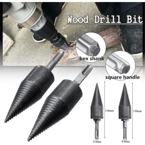 Firewood Split Drill HSS Firewood Splitter Drill Bit Round/Hex/Triangle Shank Wood Split Cone Drill Bit Woodworking Tools
