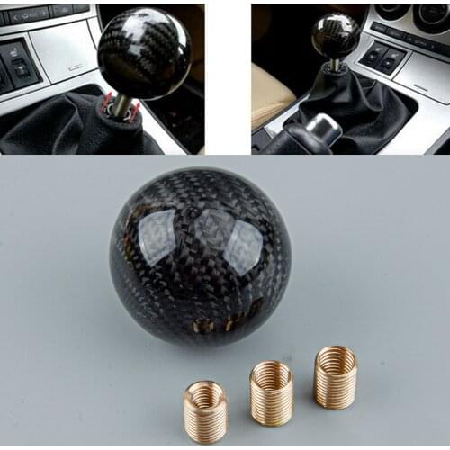 Universal Car Ball MT Gear Shift Shifter Stick Lever Knob With Adapter M8 M10 M12 Carbon Fiber Style